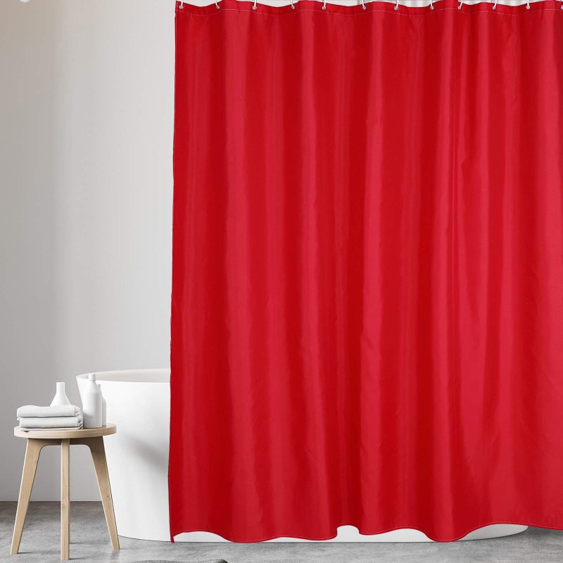 Twofishes Water Repellent Fabric Red Shower Curtain, 72" x 72" Red Shower Curtain Liner, Polyester Shower Curtain Liner for Waterproof - Image 1